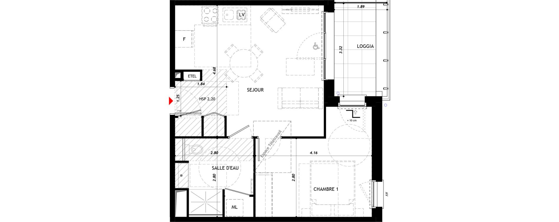 Appartement T2 de 41,09 m2 &agrave; Vernon Centre