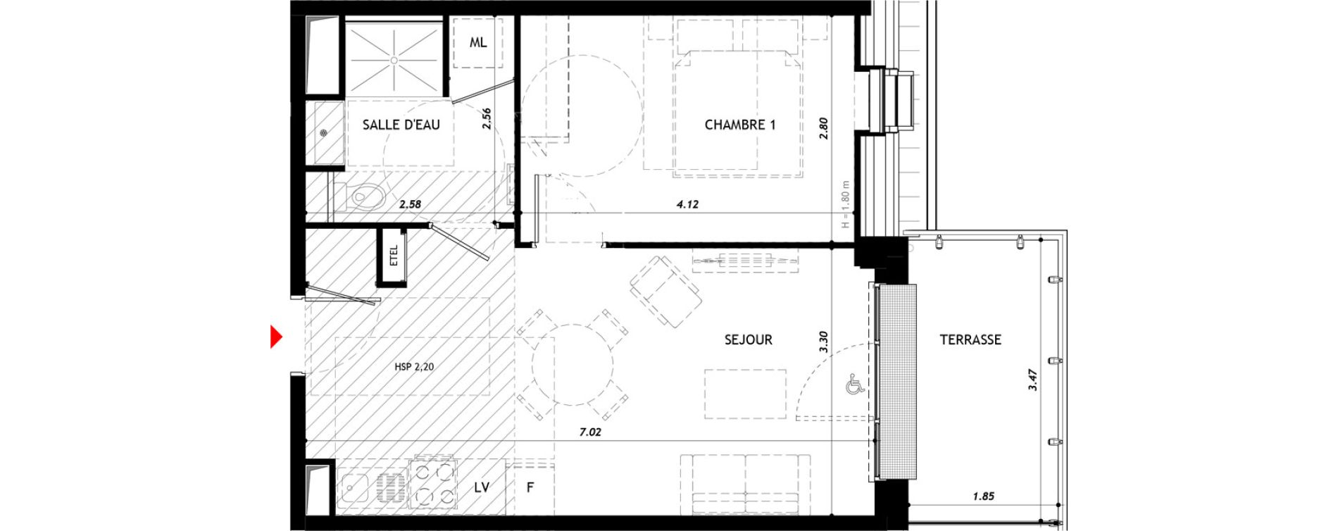 Appartement T2 de 41,09 m2 &agrave; Vernon Centre