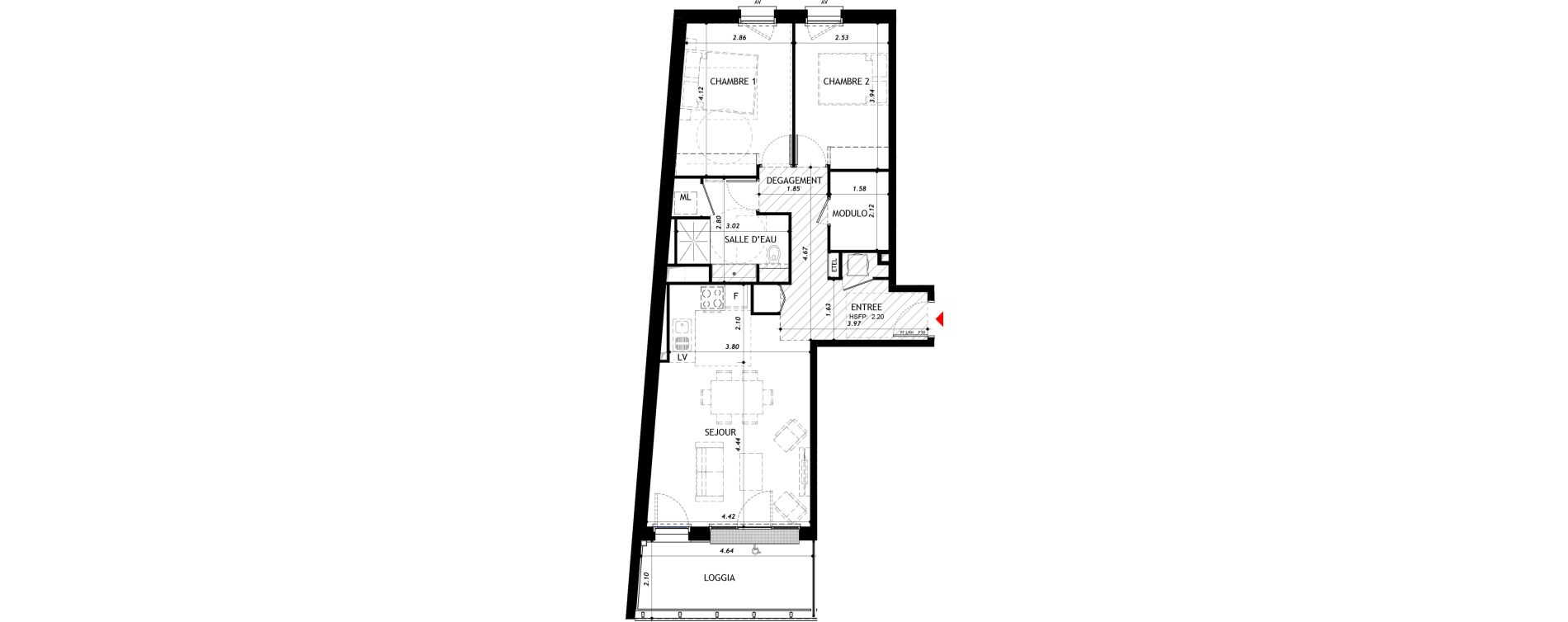 Appartement T3 de 69,14 m2 &agrave; Vernon Centre