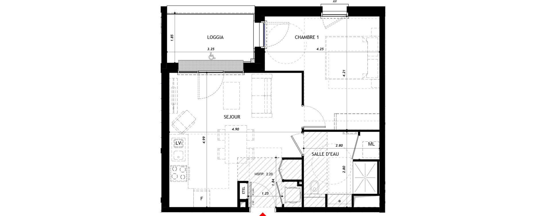 Appartement T2 de 45,72 m2 &agrave; Vernon Centre