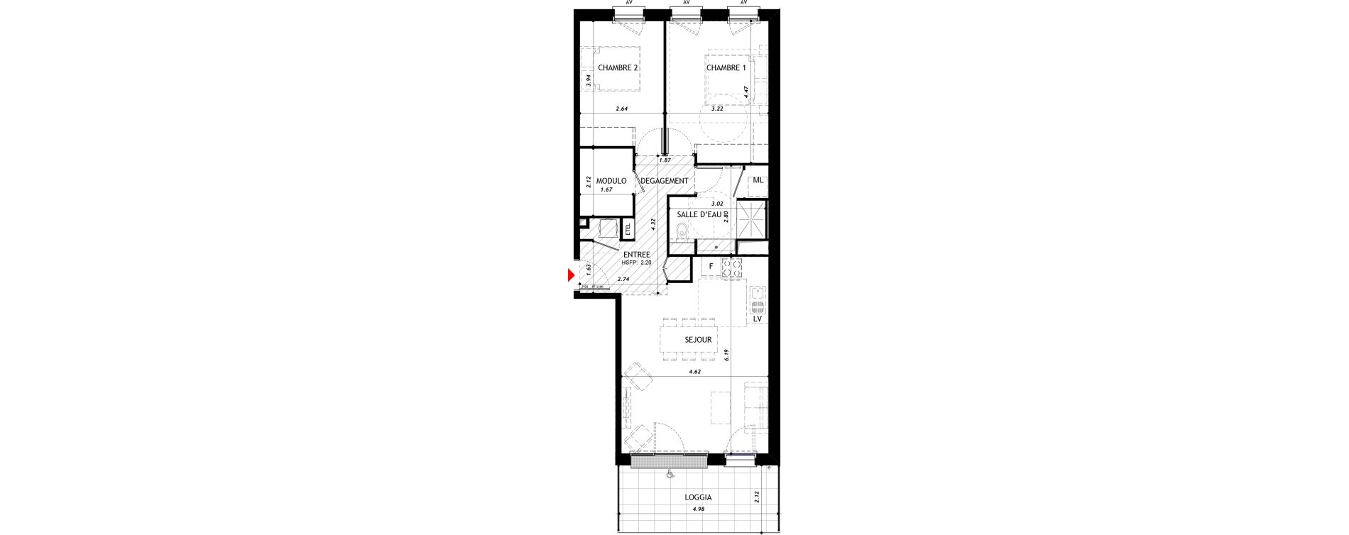 Appartement T3 de 71,18 m2 &agrave; Vernon Centre