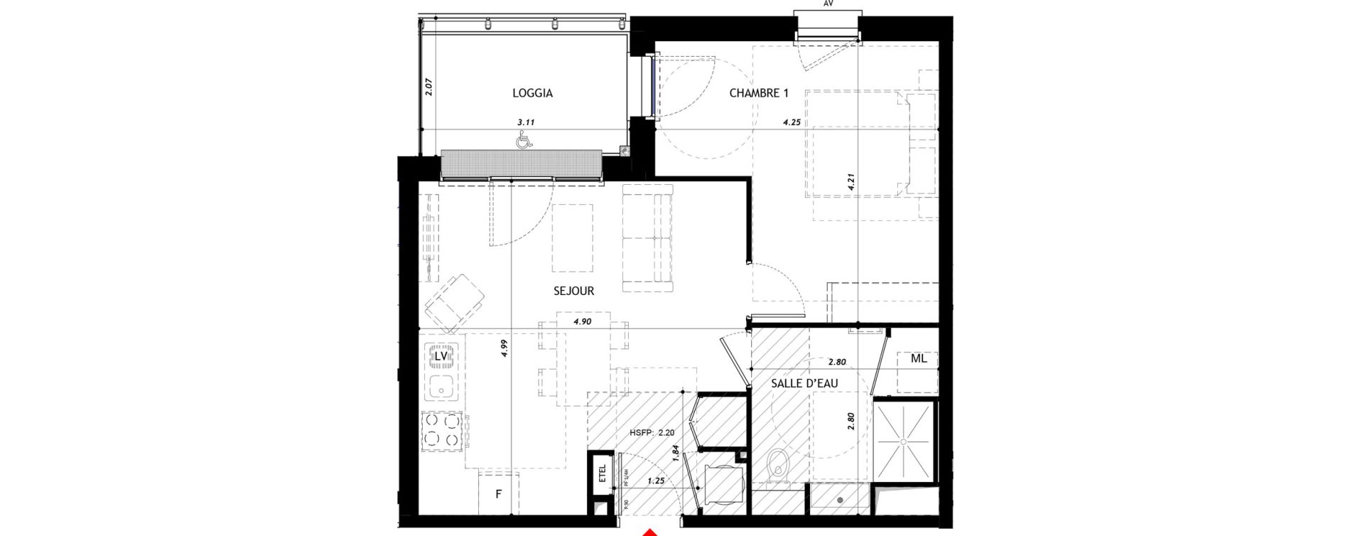 Appartement T2 de 45,71 m2 &agrave; Vernon Centre