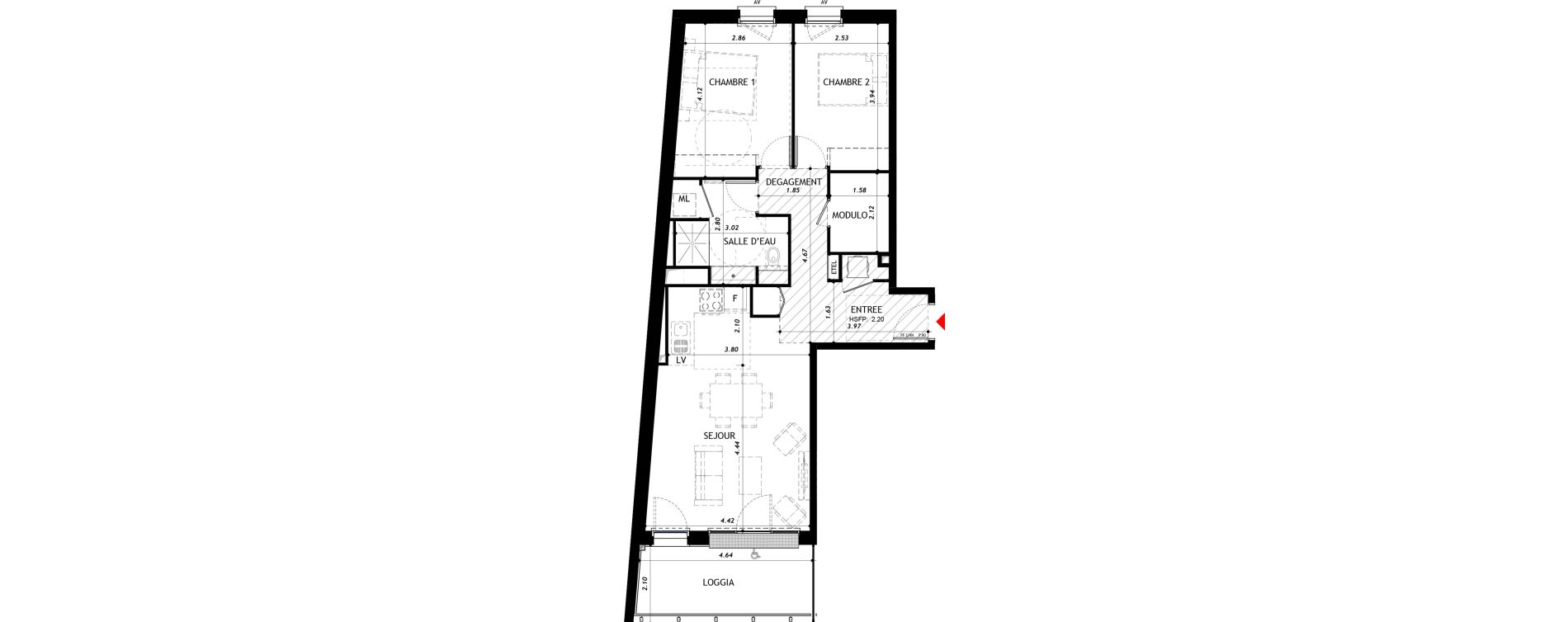 Appartement T3 de 69,14 m2 &agrave; Vernon Centre