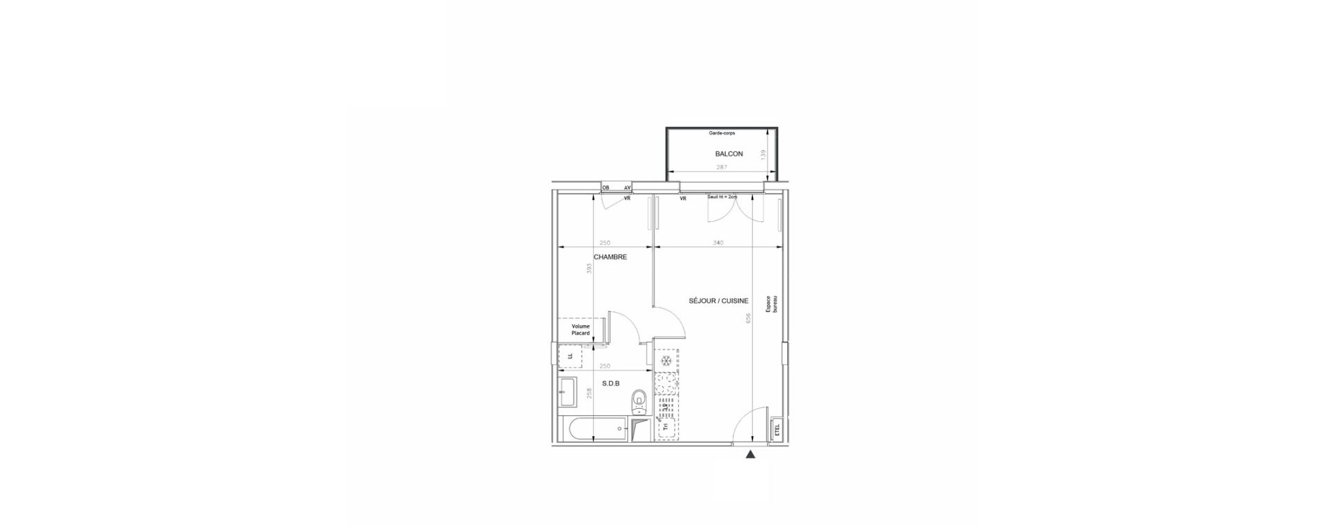 Appartement T2 de 37,80 m2 &agrave; Barneville-Carteret Centre