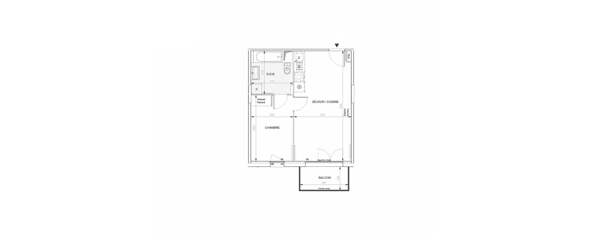 Appartement T2 de 37,79 m2 &agrave; Barneville-Carteret Centre