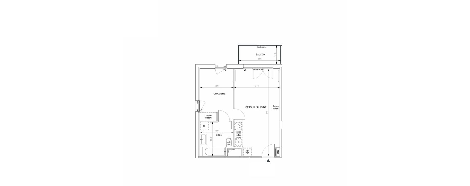 Appartement T2 de 37,40 m2 &agrave; Barneville-Carteret Centre