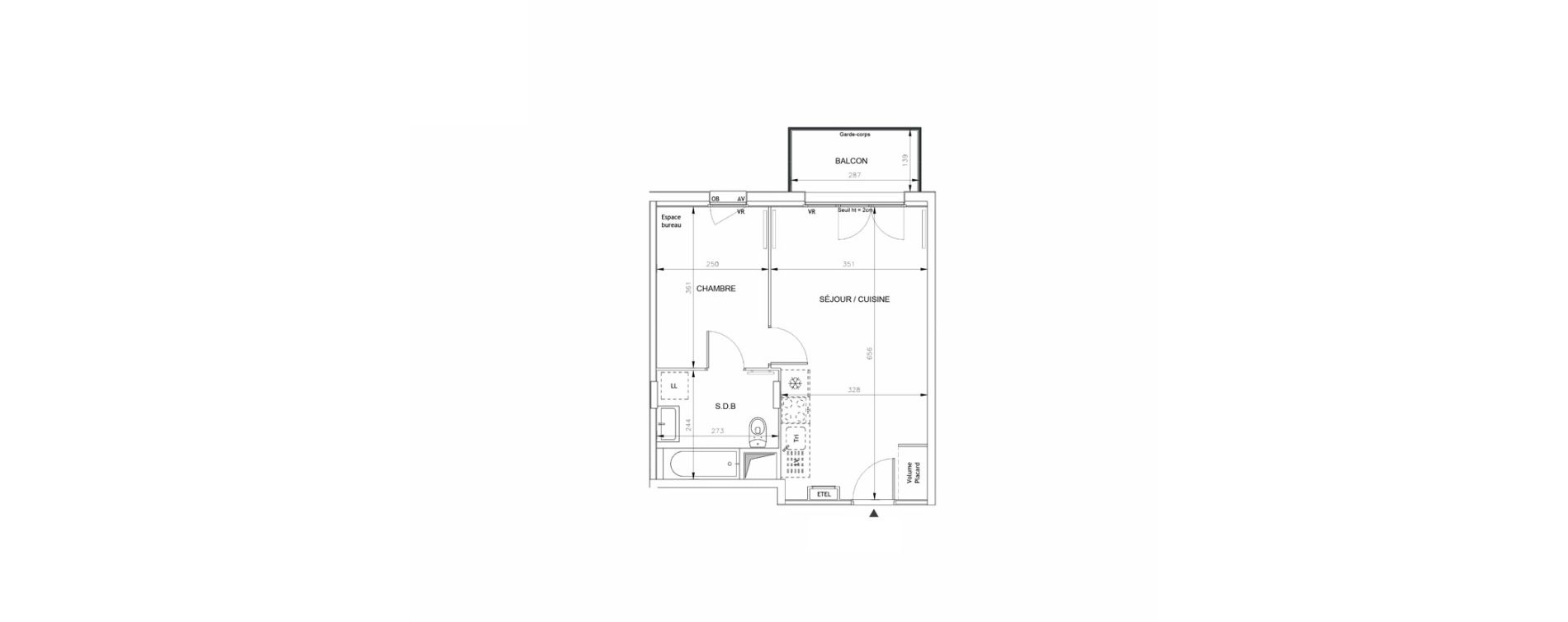 Appartement T2 de 37,13 m2 &agrave; Barneville-Carteret Centre