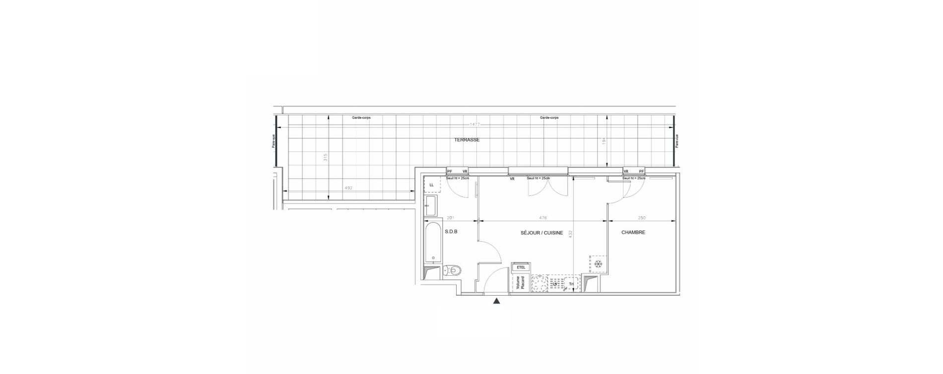 Appartement T2 de 38,21 m2 &agrave; Barneville-Carteret Centre