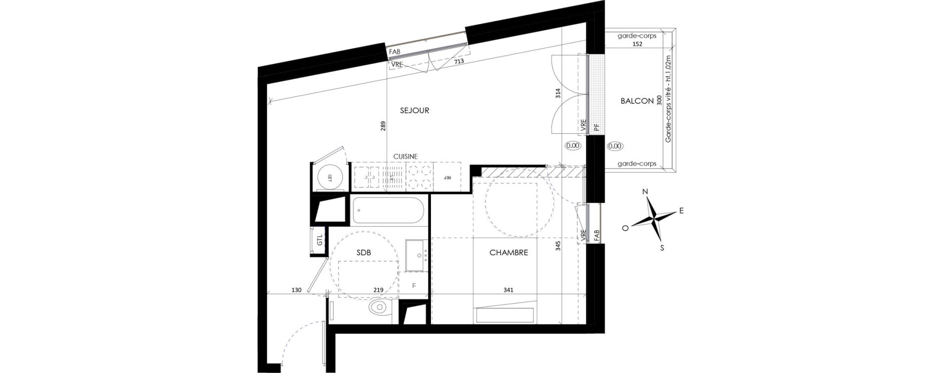 Appartement T2 de 41,00 m2 &agrave; Barneville-Carteret Centre