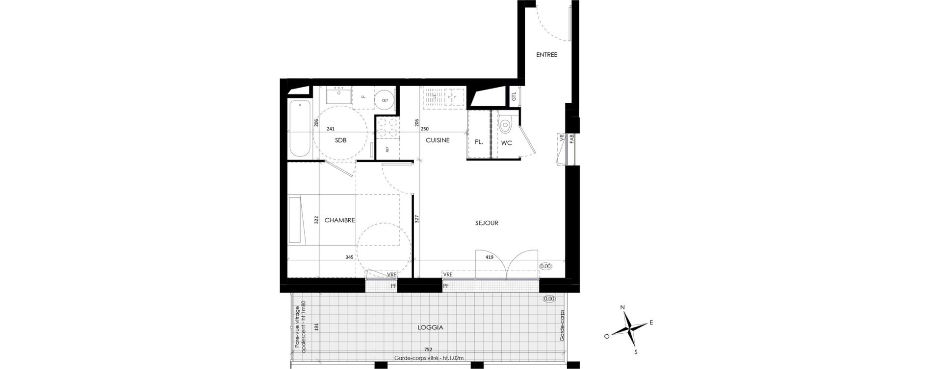 Appartement T2 de 42,00 m2 &agrave; Barneville-Carteret Centre