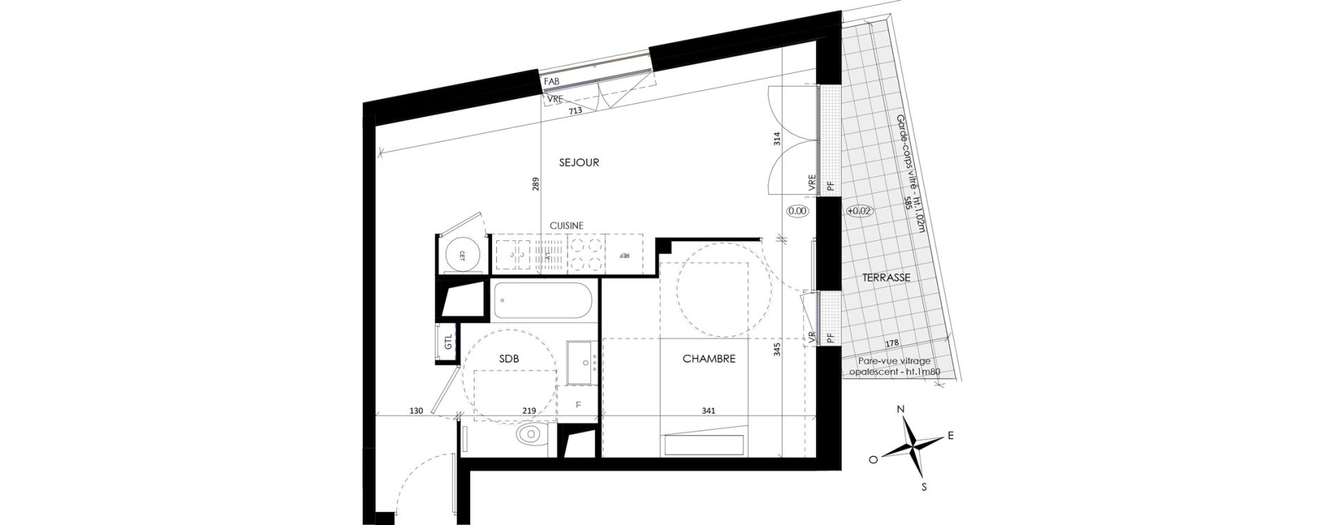 Appartement T2 de 41,00 m2 &agrave; Barneville-Carteret Centre
