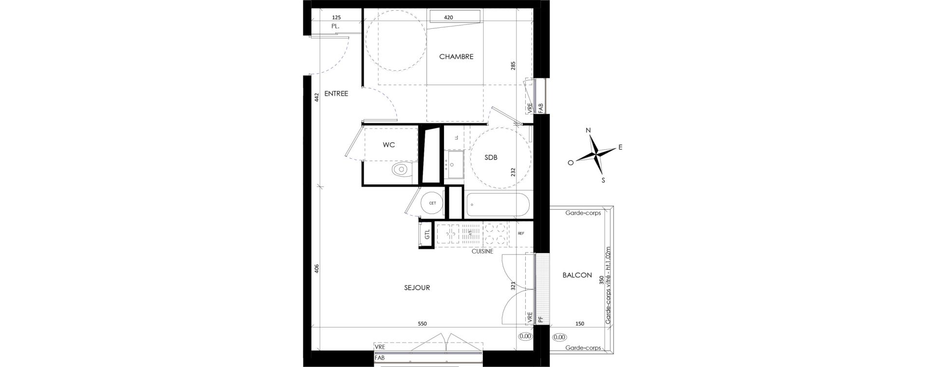 Appartement T2 de 44,40 m2 &agrave; Barneville-Carteret Centre