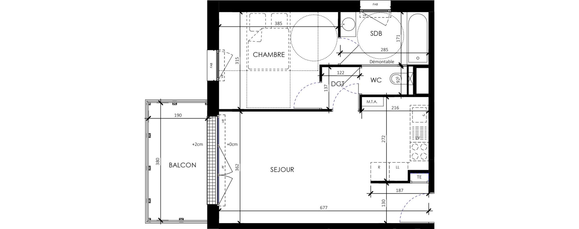 Appartement T2 de 44,30 m2 &agrave; Barneville-Carteret Centre