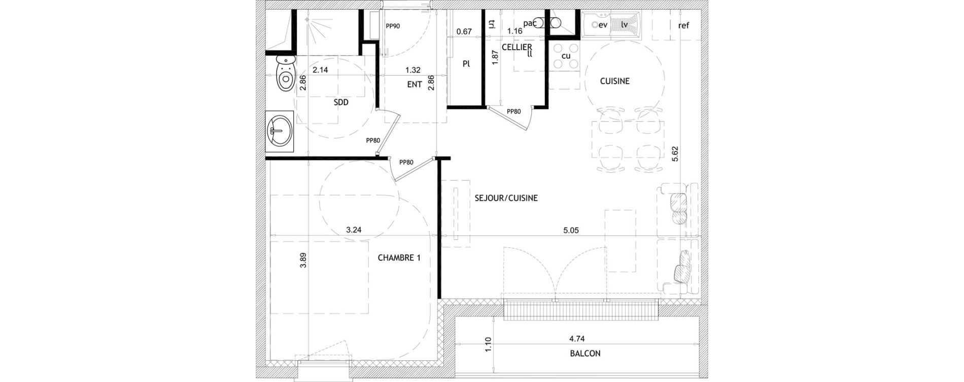 Appartement T2 de 48,95 m2 &agrave; Barneville-Carteret Centre