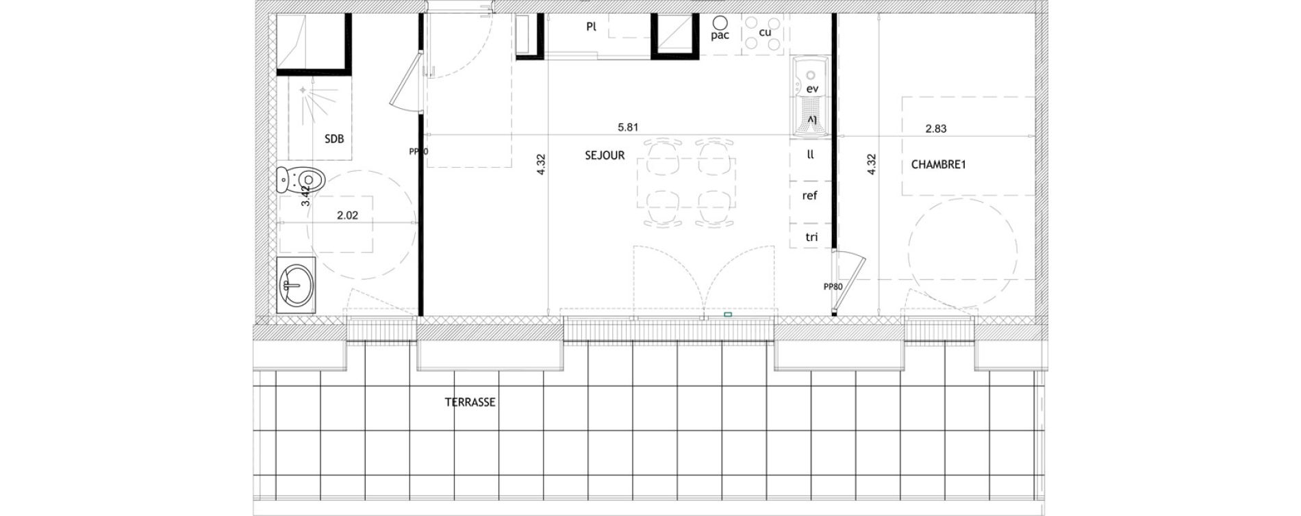 Appartement T2 de 44,36 m2 &agrave; Barneville-Carteret Centre