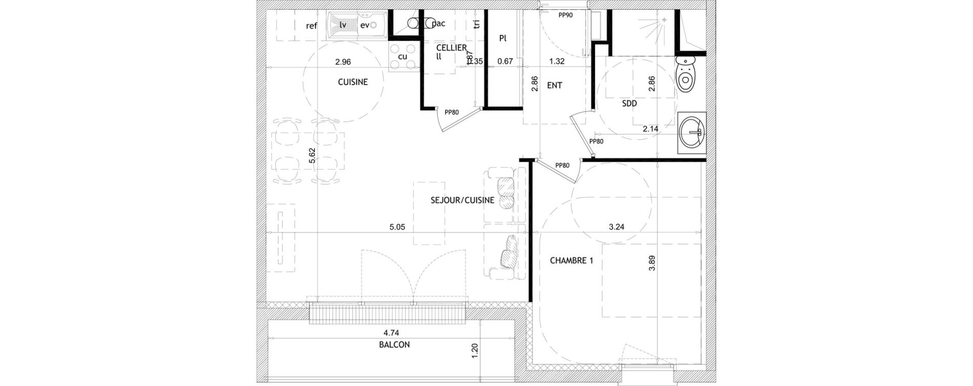 Appartement T2 de 48,95 m2 &agrave; Barneville-Carteret Centre