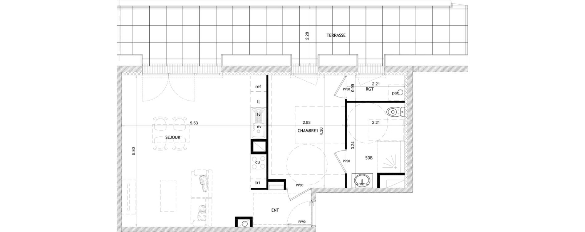 Appartement T2 de 54,90 m2 &agrave; Barneville-Carteret Centre