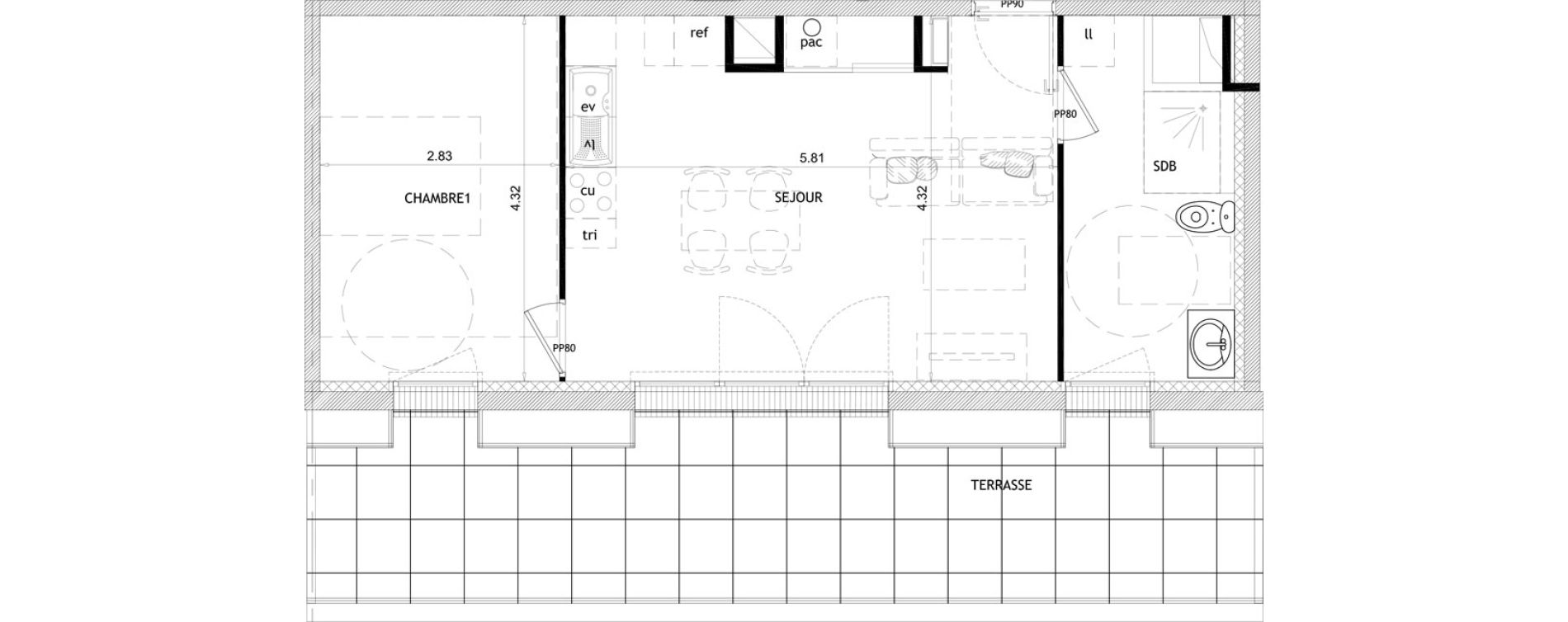 Appartement T2 de 44,36 m2 &agrave; Barneville-Carteret Centre