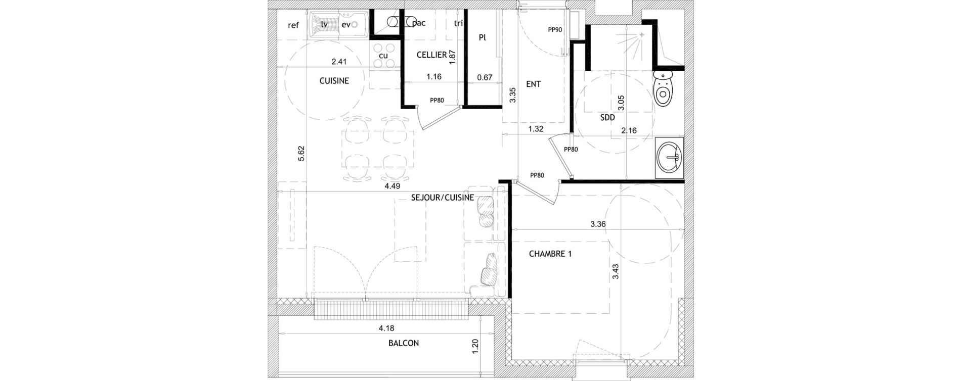 Appartement T2 de 45,89 m2 &agrave; Barneville-Carteret Centre