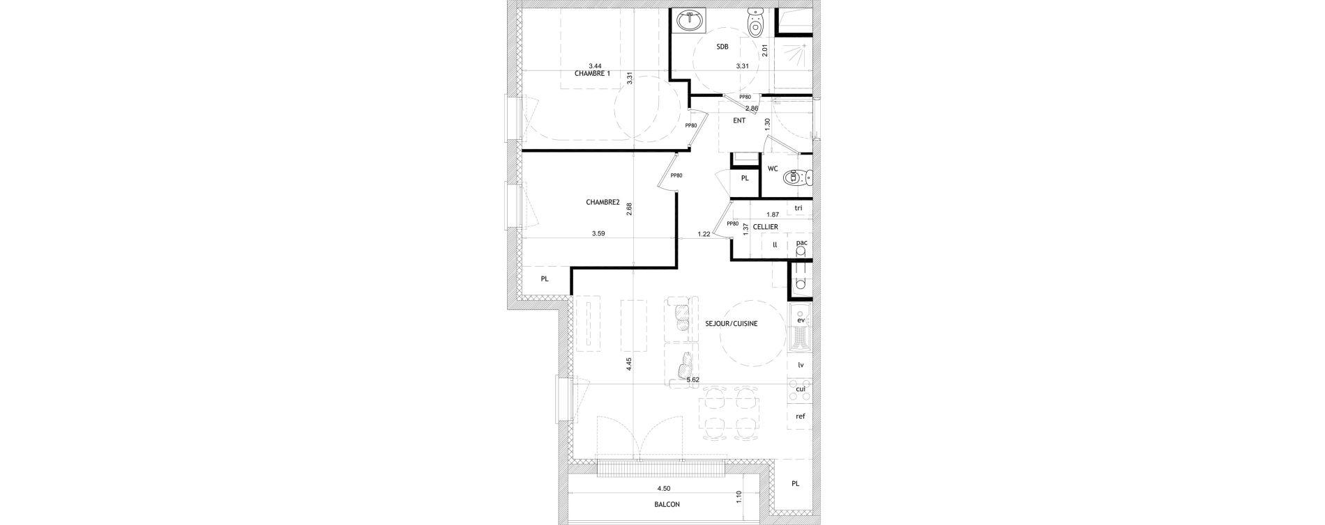 Appartement T3 de 64,66 m2 &agrave; Barneville-Carteret Centre