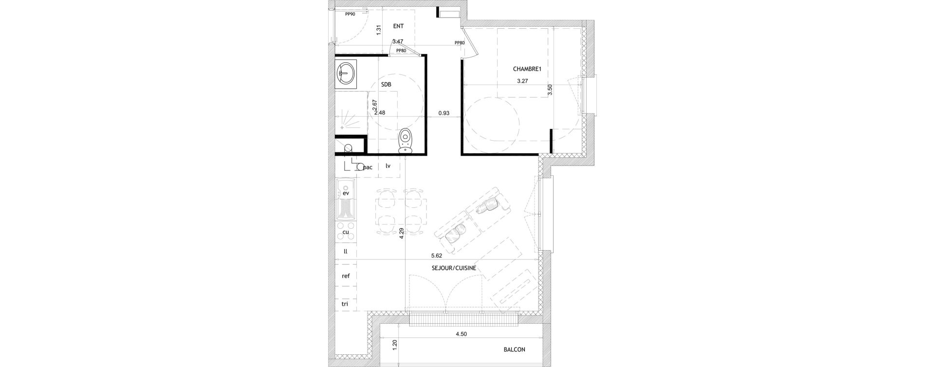 Appartement T2 de 49,72 m2 &agrave; Barneville-Carteret Centre