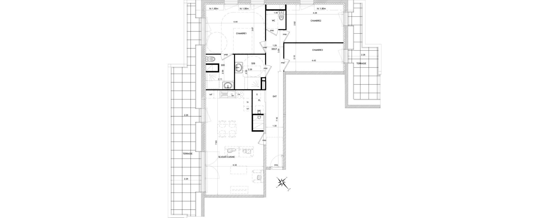 Appartement T4 de 94,03 m2 &agrave; Barneville-Carteret Centre