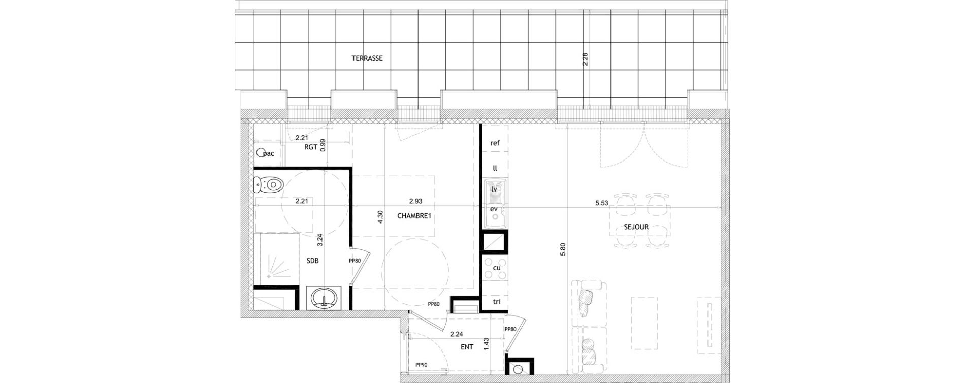 Appartement T2 de 54,90 m2 &agrave; Barneville-Carteret Centre