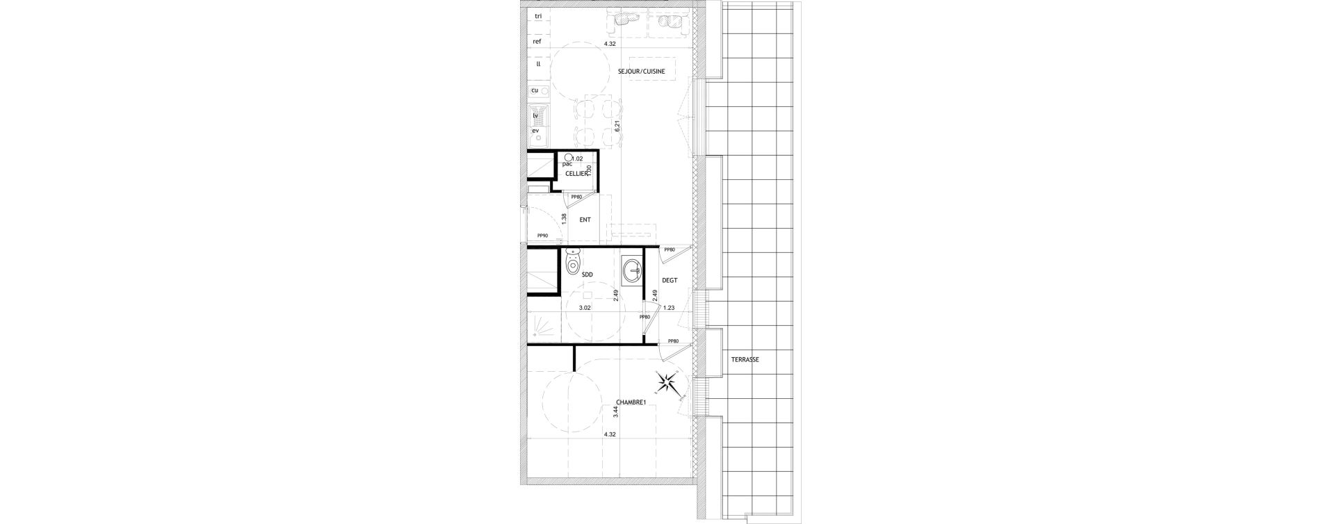 Appartement T2 de 49,99 m2 &agrave; Barneville-Carteret Centre