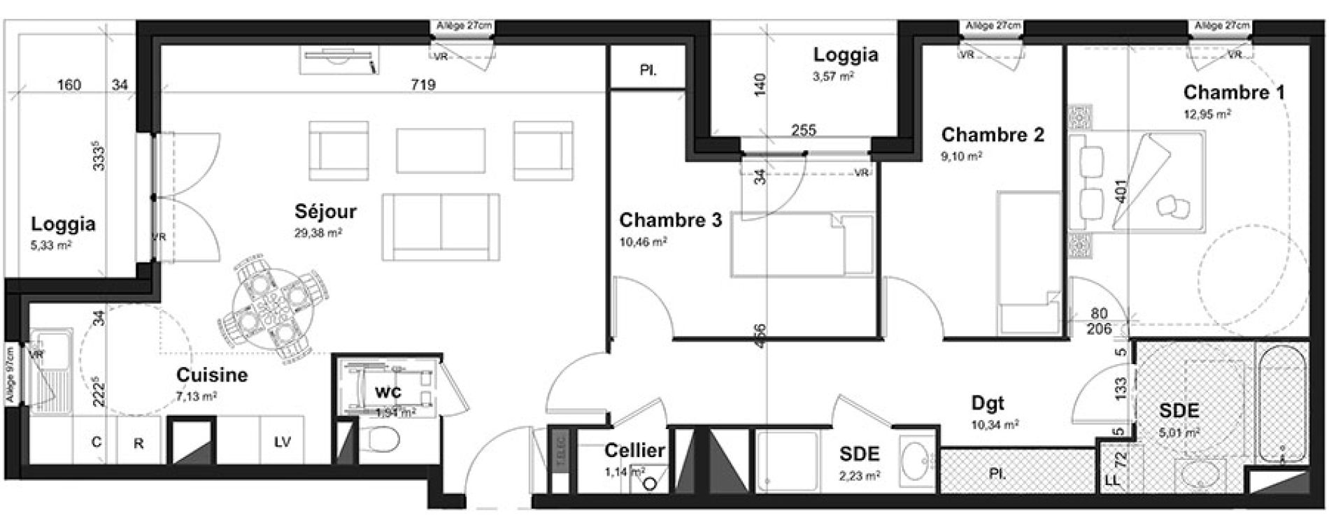 Appartement T4 de 89,68 m2 &agrave; Cherbourg-Octeville Centre