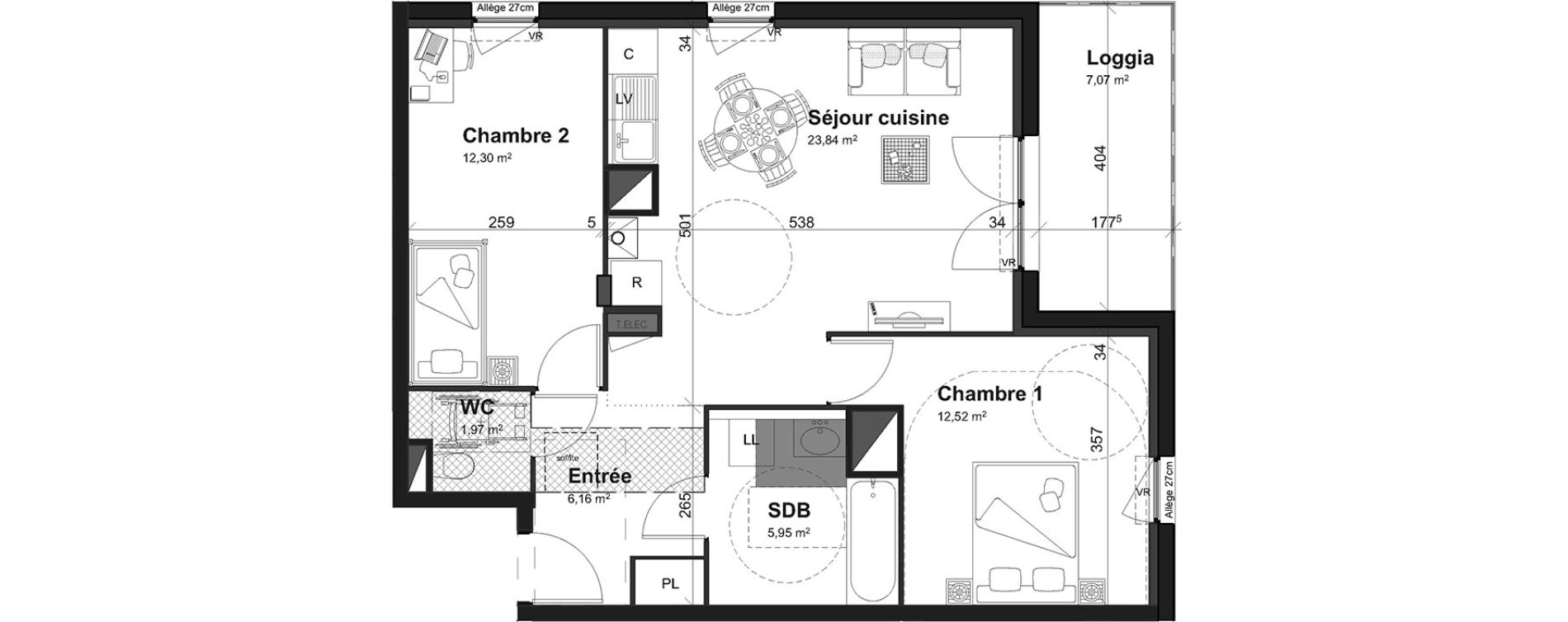 Appartement T3 de 62,74 m2 &agrave; Cherbourg-Octeville Centre