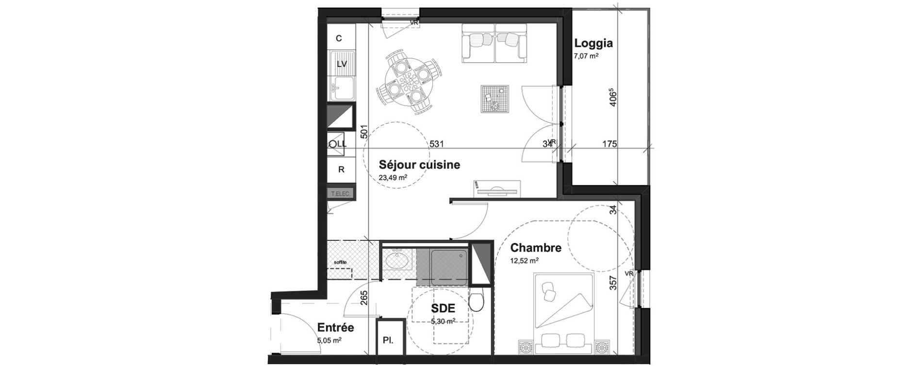 Appartement T2 de 46,36 m2 &agrave; Cherbourg-Octeville Centre