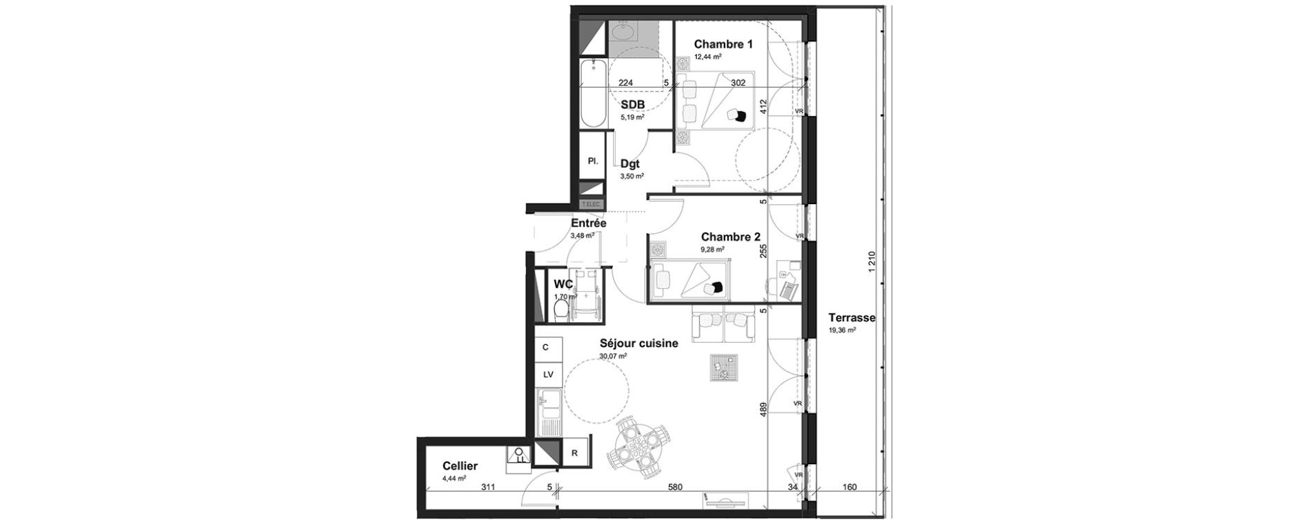 Appartement T3 de 70,10 m2 &agrave; Cherbourg-Octeville Centre