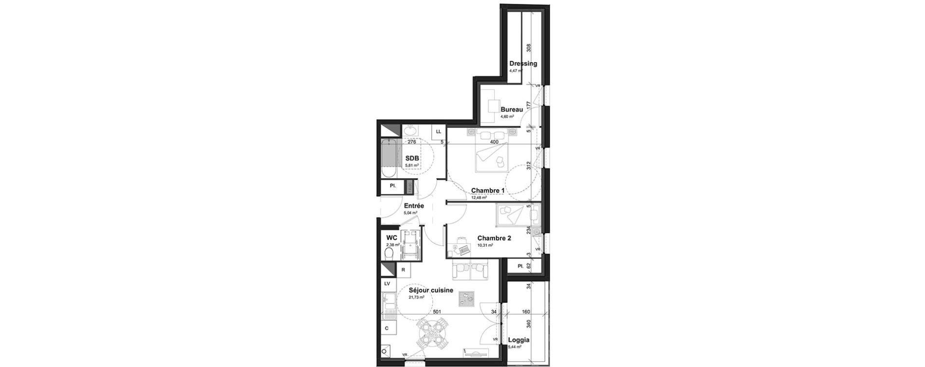 Appartement T3 de 66,82 m2 &agrave; Cherbourg-Octeville Centre