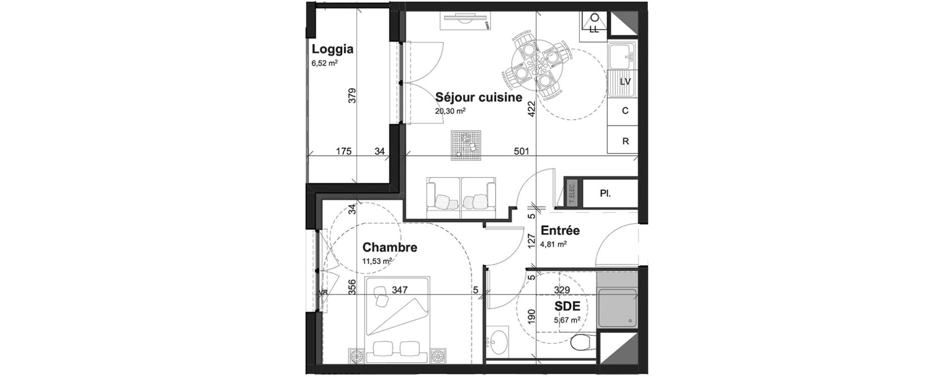 Appartement T2 de 42,31 m2 &agrave; Cherbourg-Octeville Centre