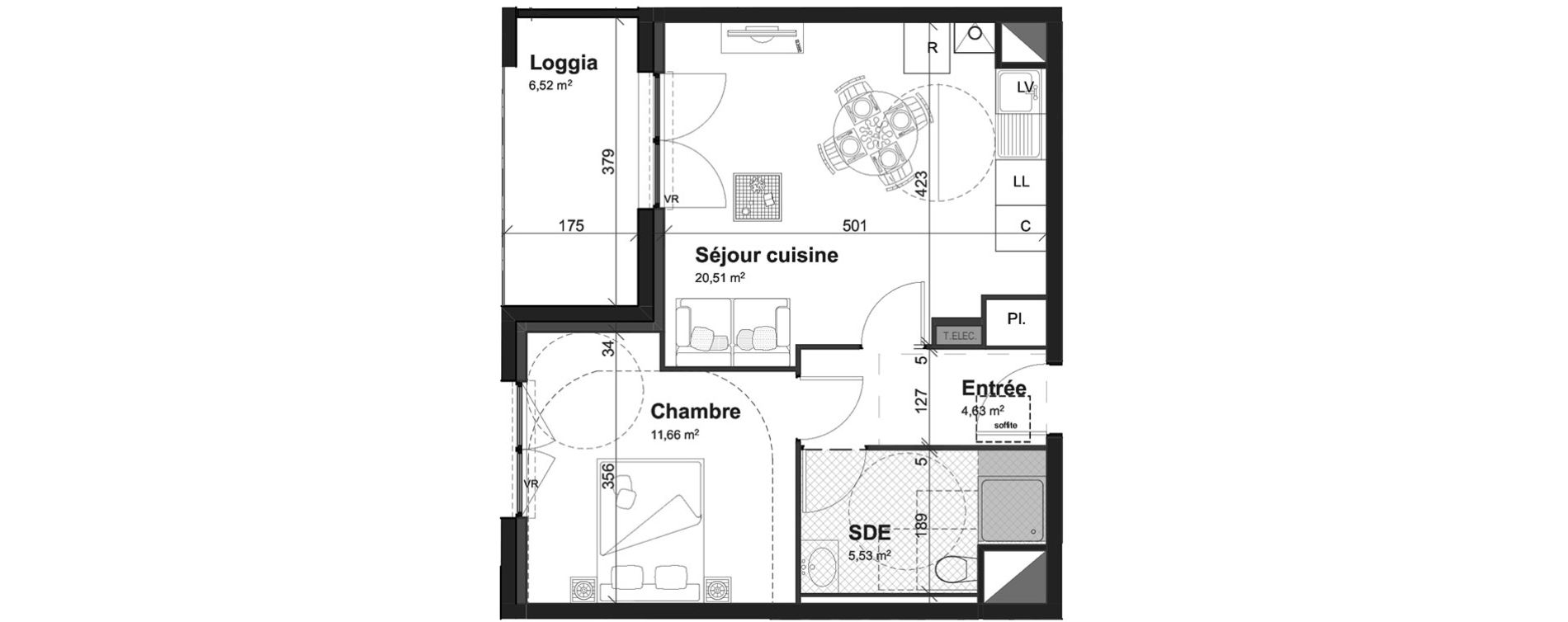 Appartement T2 de 42,33 m2 &agrave; Cherbourg-Octeville Centre