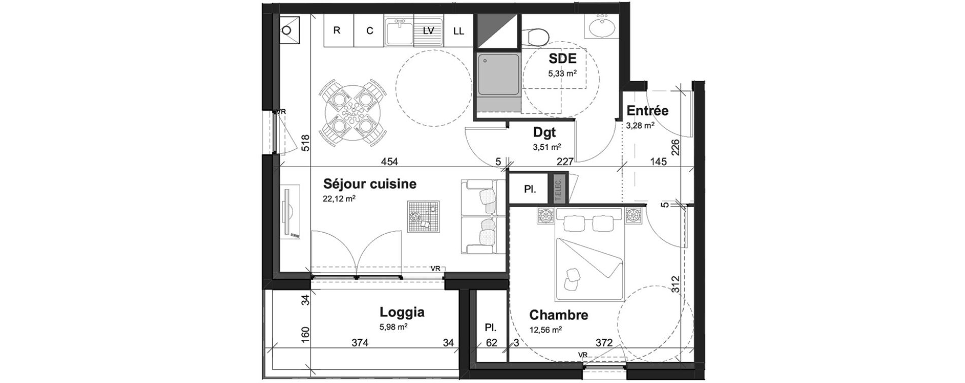 Appartement T2 de 46,80 m2 &agrave; Cherbourg-Octeville Centre