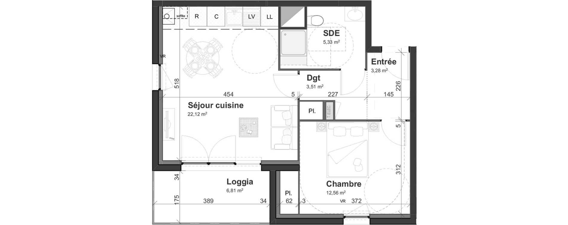 Appartement T2 de 46,80 m2 &agrave; Cherbourg-Octeville Centre