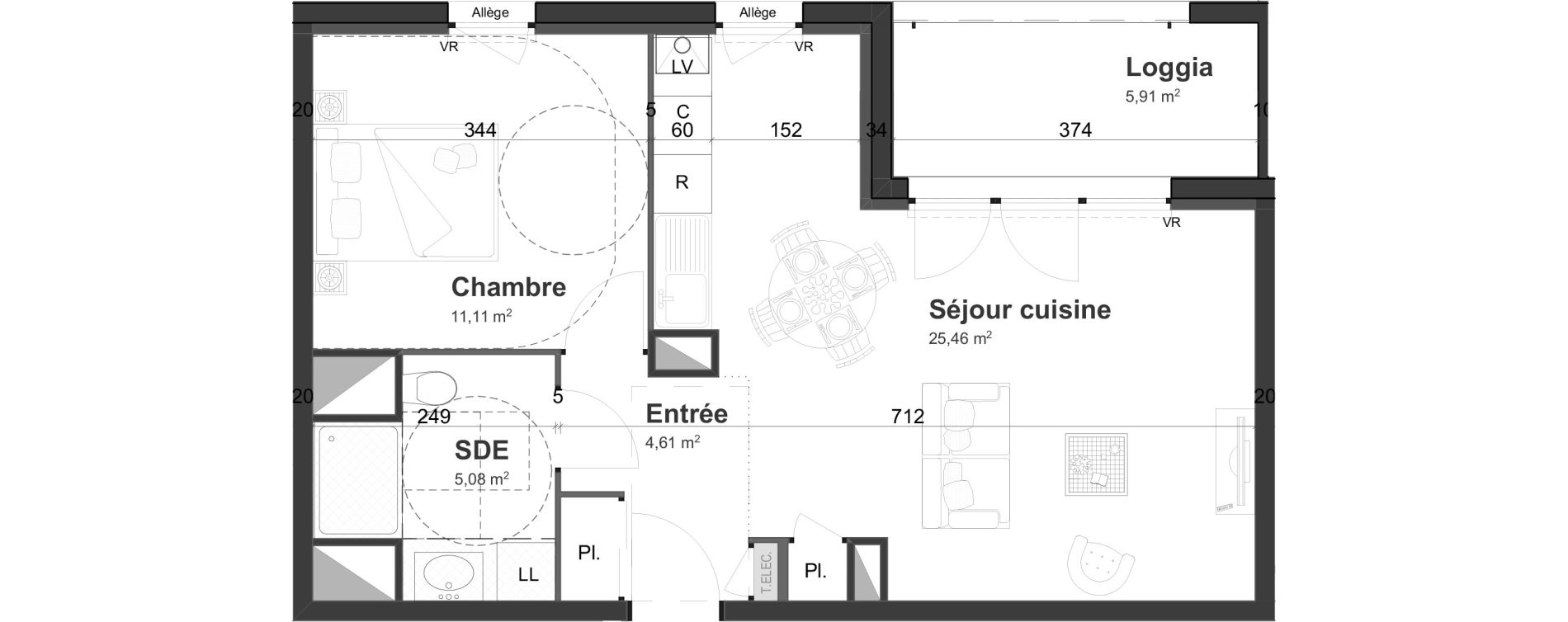 Appartement T2 de 46,26 m2 &agrave; Cherbourg-Octeville Centre