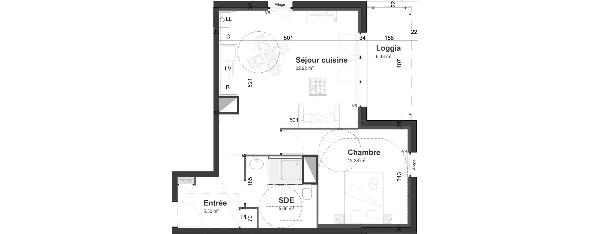 Appartement T2 de 46,18 m2 &agrave; Cherbourg-Octeville Centre