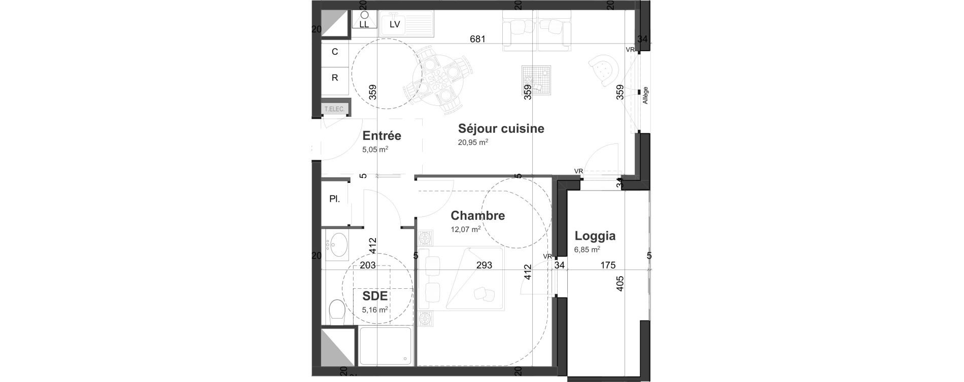 Appartement T2 de 43,23 m2 &agrave; Cherbourg-Octeville Centre