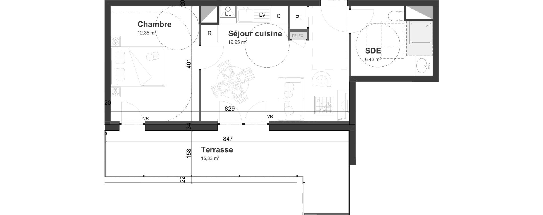 Appartement T2 de 38,72 m2 &agrave; Cherbourg-Octeville Centre