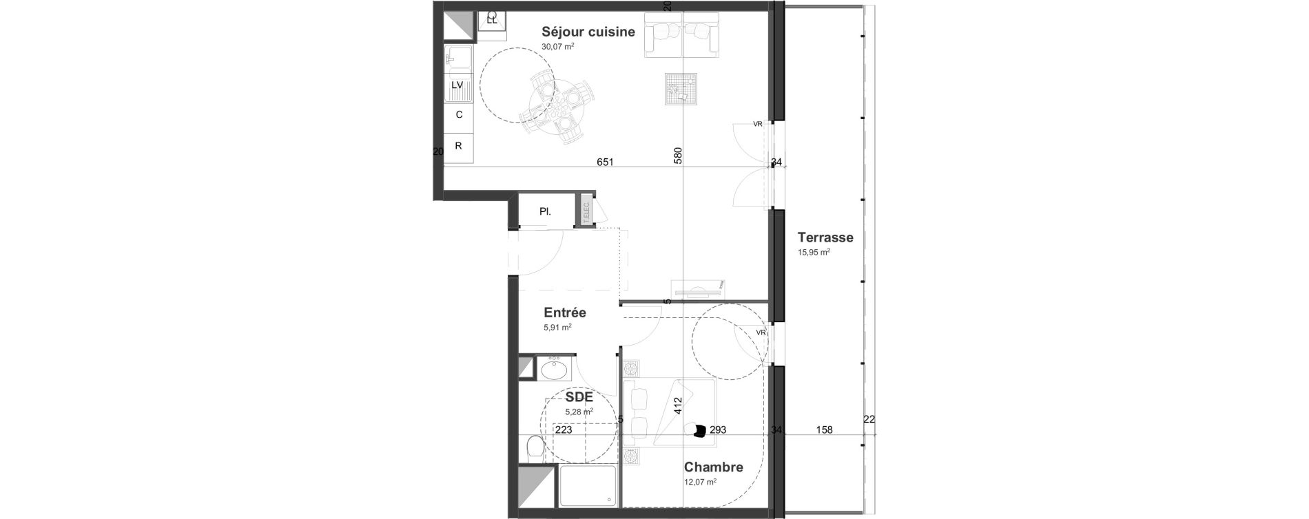 Appartement T2 de 53,33 m2 &agrave; Cherbourg-Octeville Centre