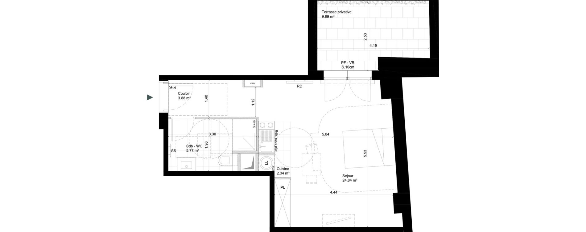 Appartement T1 de 36,83 m2 &agrave; Cherbourg-Octeville Cherbourg