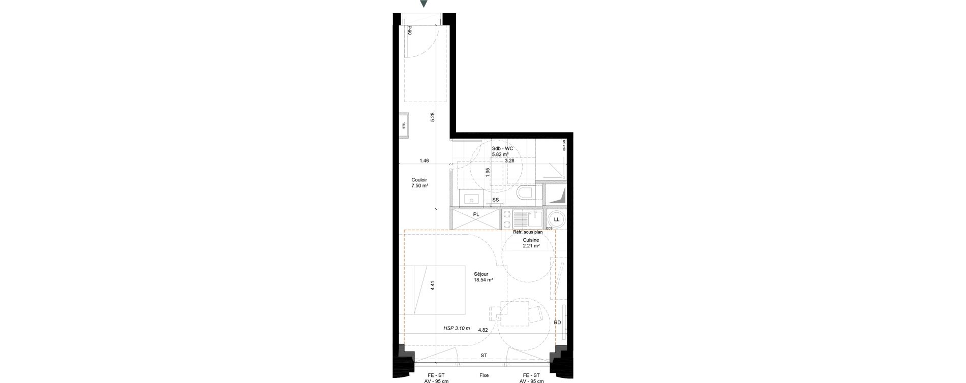 Appartement T1 de 34,07 m2 &agrave; Cherbourg-Octeville Cherbourg