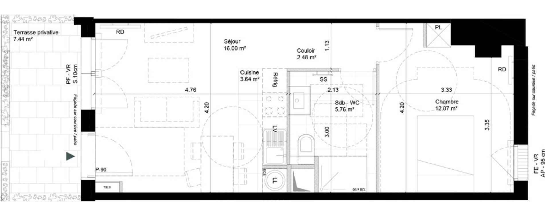 Appartement T2 de 40,75 m2 &agrave; Cherbourg-Octeville Cherbourg