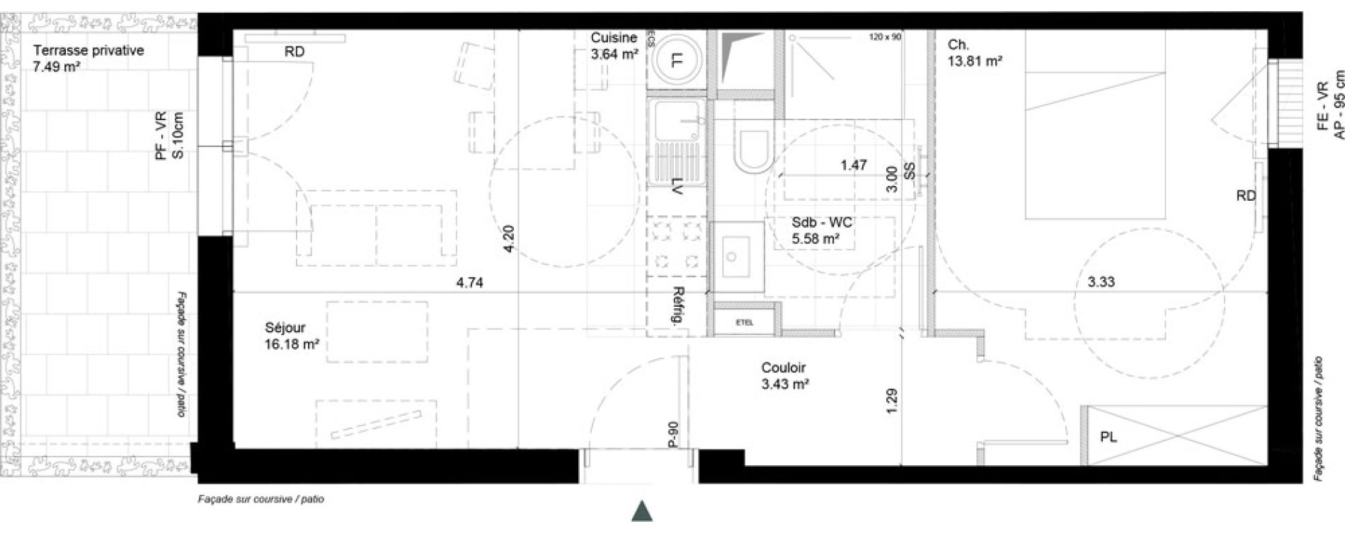 Appartement T2 de 42,64 m2 &agrave; Cherbourg-Octeville Cherbourg