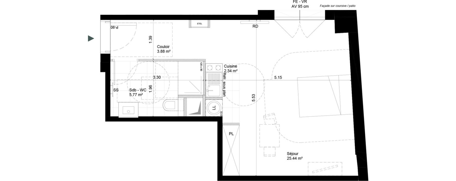 Appartement T1 de 37,43 m2 &agrave; Cherbourg-Octeville Cherbourg