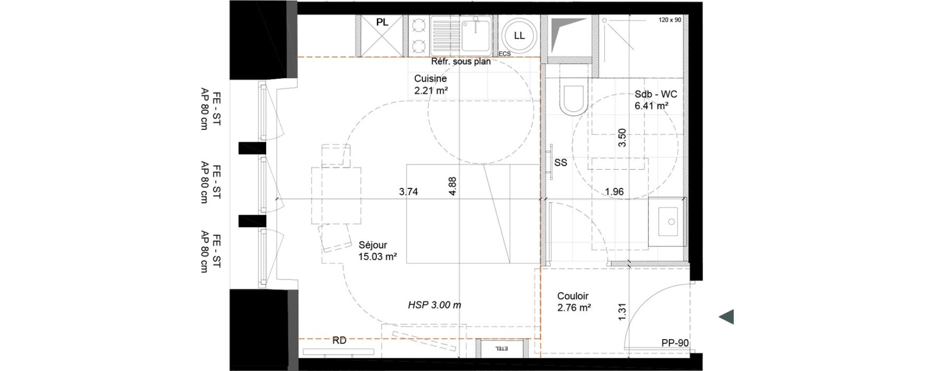 Appartement T1 de 26,41 m2 &agrave; Cherbourg-Octeville Cherbourg