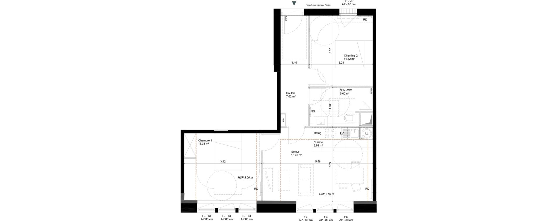 Appartement T3 de 58,37 m2 &agrave; Cherbourg-Octeville Cherbourg