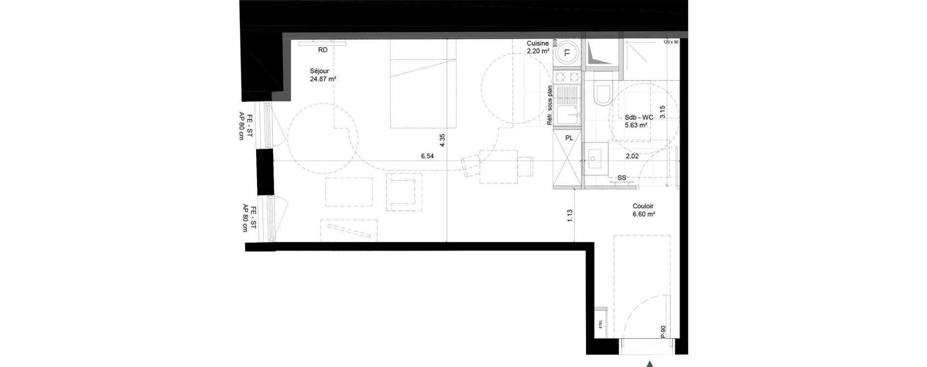 Appartement T1 de 39,30 m2 &agrave; Cherbourg-Octeville Cherbourg